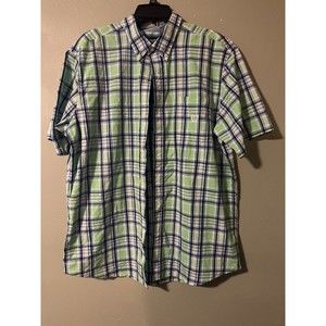 Chaps Easy Care Men's Extra Large Button‎ Up Short Sleeve Shirt Plaid (Lot of 2)